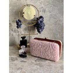 Perle/paillet festtaske, Candra, Pink Sapphire