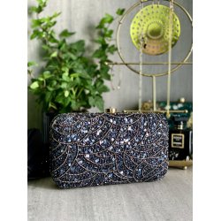 Perle/paillet festtaske, Candra, Black Diamond