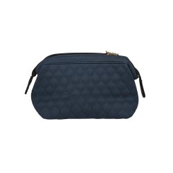 Kosmetiktaske, Mia, Quiltet Vegansk Ruskind, Mrkebl