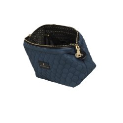 Kosmetiktaske, Mia, Quiltet Vegansk Ruskind, Mrkebl