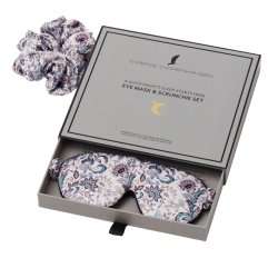 Sovemaske &amp; scrunchie i gaveske, Paloma, Peppy Paisley