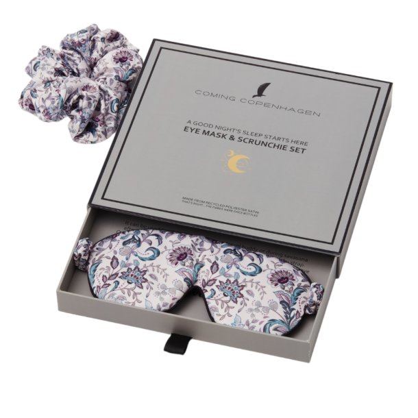 Sovemaske &amp; scrunchie i gaveske, Paloma, Peppy Paisley