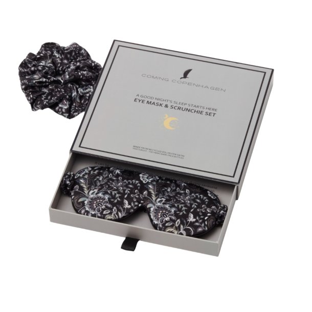 Sovemaske &amp; scrunchie i gaveske, Paloma, Midnight Paisley