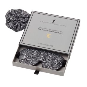 Sovemaske & scrunchie i gaveske, Paloma, Zebra Sun
