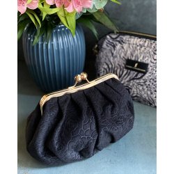 Emma Clutch med bjle, Velour m. camelliaprgning 
