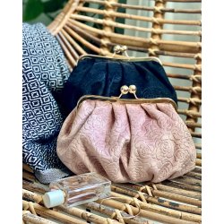 Emma Clutch med bjle, Velour m. camelliaprgning 