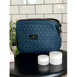 Kosmetiktaske, Mia, Quiltet Vegansk Ruskind, Mrkebl