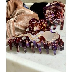 Hrklemme med sten, Violet, Super Moon, 9 cm.