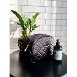 Stor Toilettaske, ensfarvet med flser, Luna