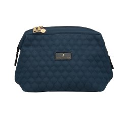 Kosmetiktaske, Mia, Quiltet Vegansk Ruskind, Mrkebl