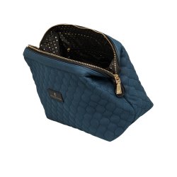 Kosmetiktaske, Mia, Quiltet Vegansk Ruskind, Mrkebl